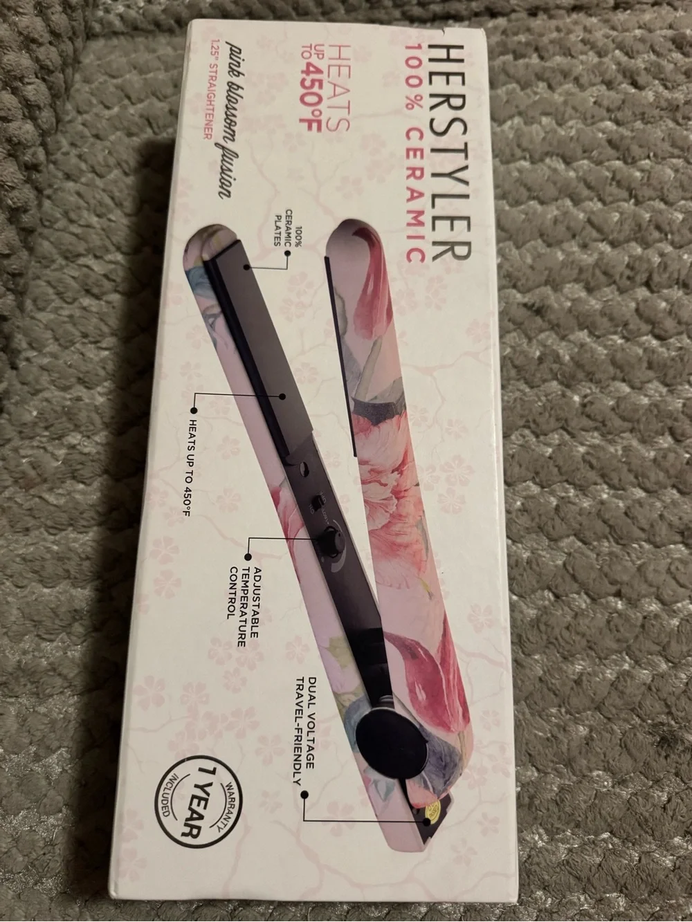 Herstyler Pink Floral Ceramic Flat Iron Hair Straightener